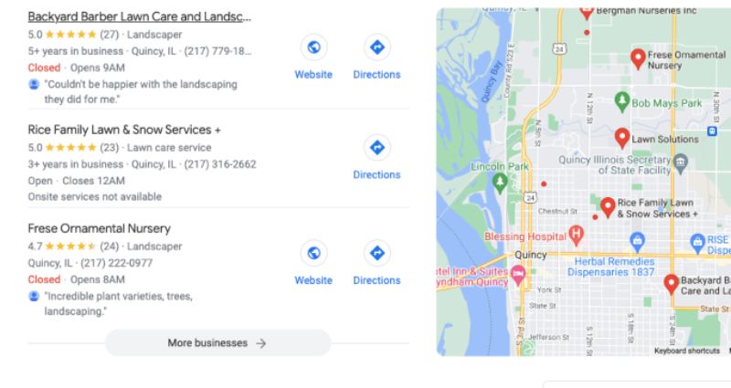 Example of Google Business Profile